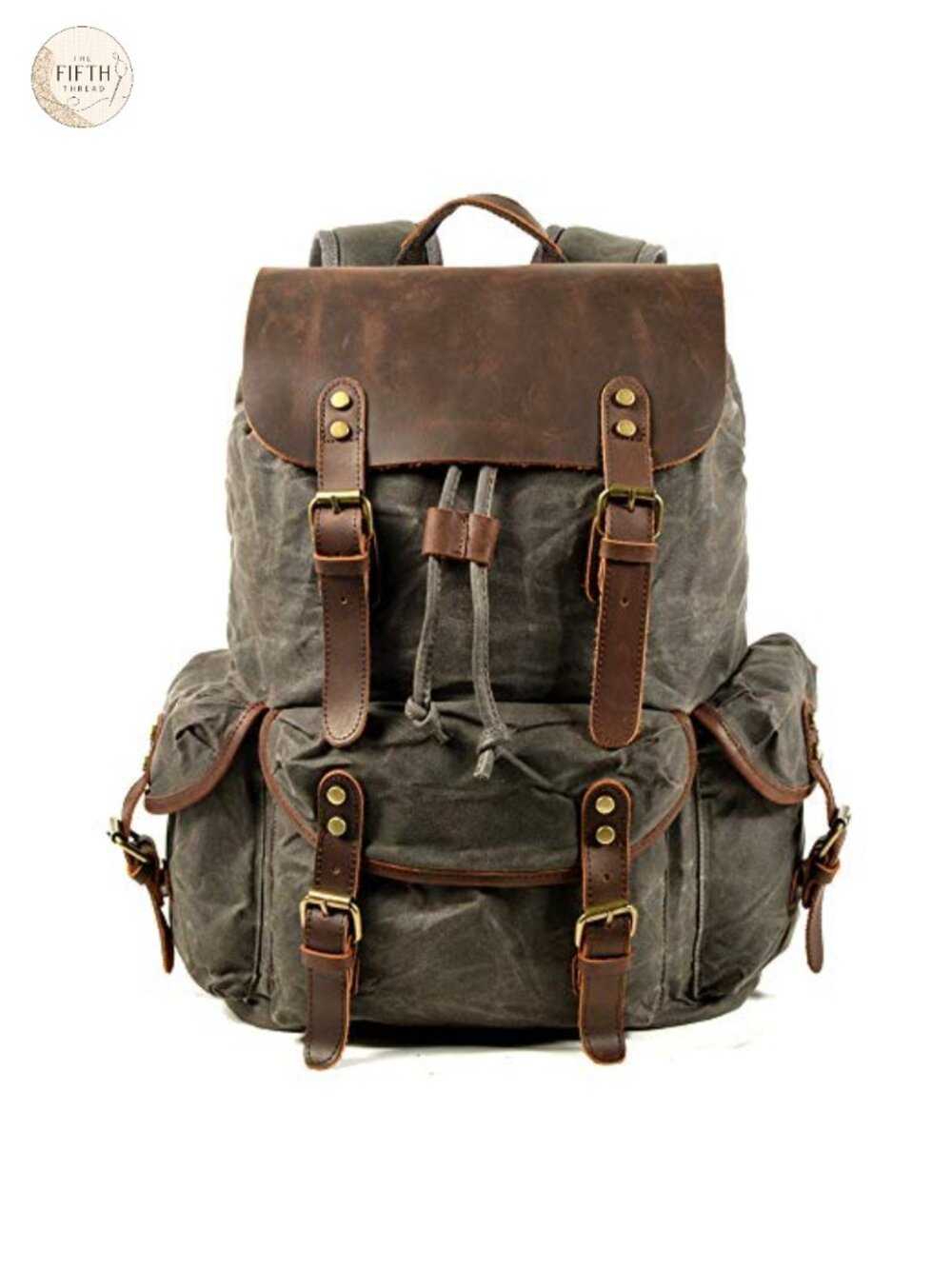 Leather Waxed Canvas Backpack Men Travel Rucksack Laptop Daypack